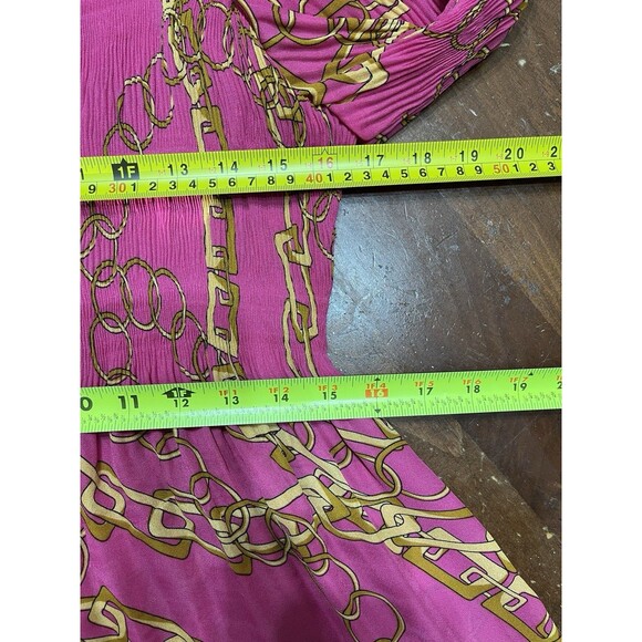 Y2K VTG 2000 Sheer Blouse Sunny leigh Womens L Fairy Core Equestrian Chain Pink - Picture 8 of 13
